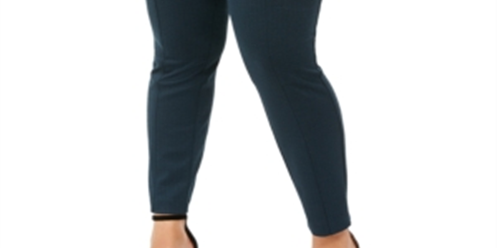 Anne Klein Women's Teal Herringbone Skinny Wear to Work Pants Blue Size 1X