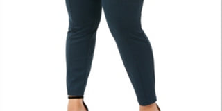 Anne Klein Women's Teal Herringbone Skinny Wear to Work Pants Blue Size 1X