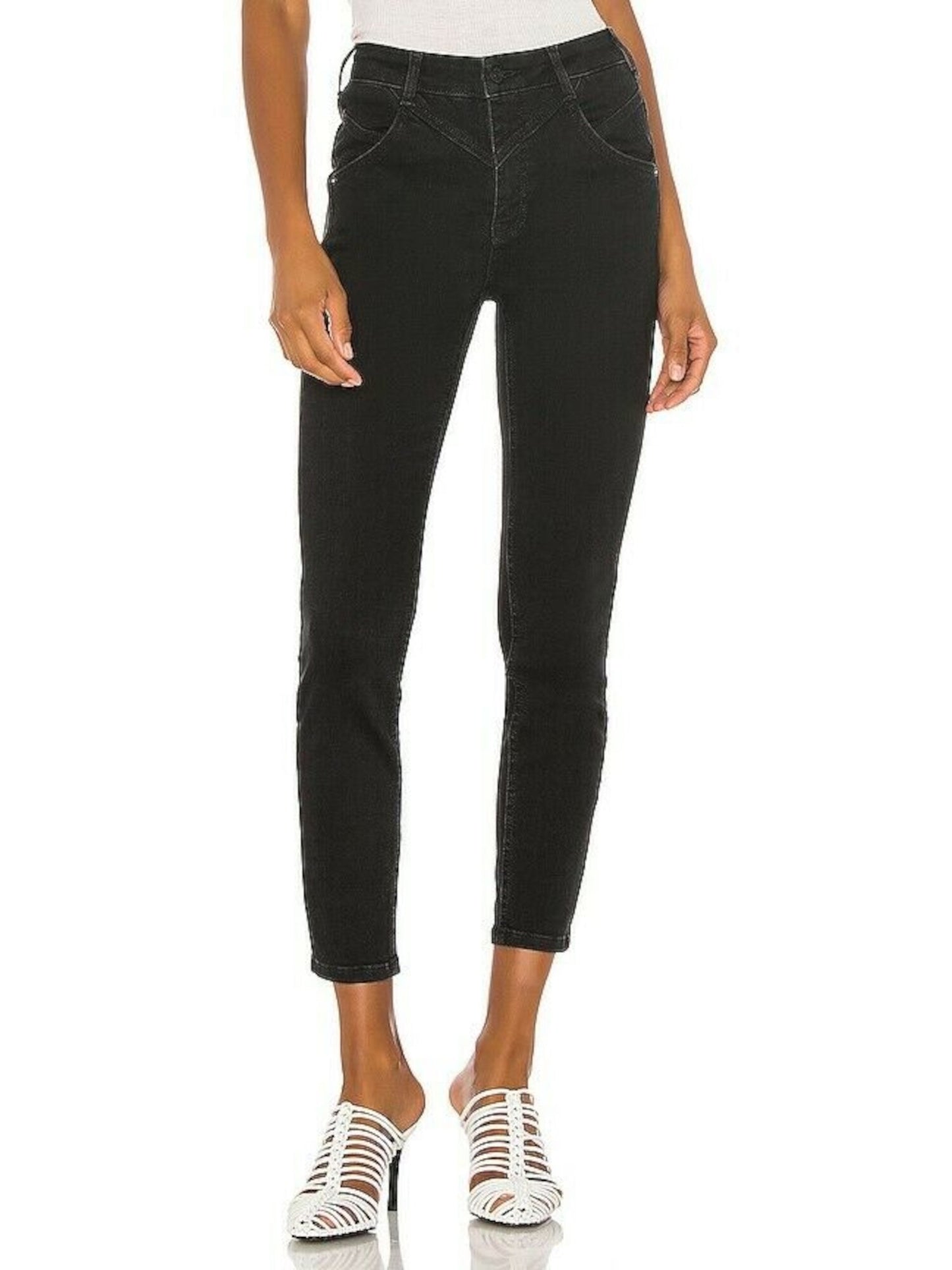 We The Free Women's Zippered Pocketed Skinny Jeans Black Size 25