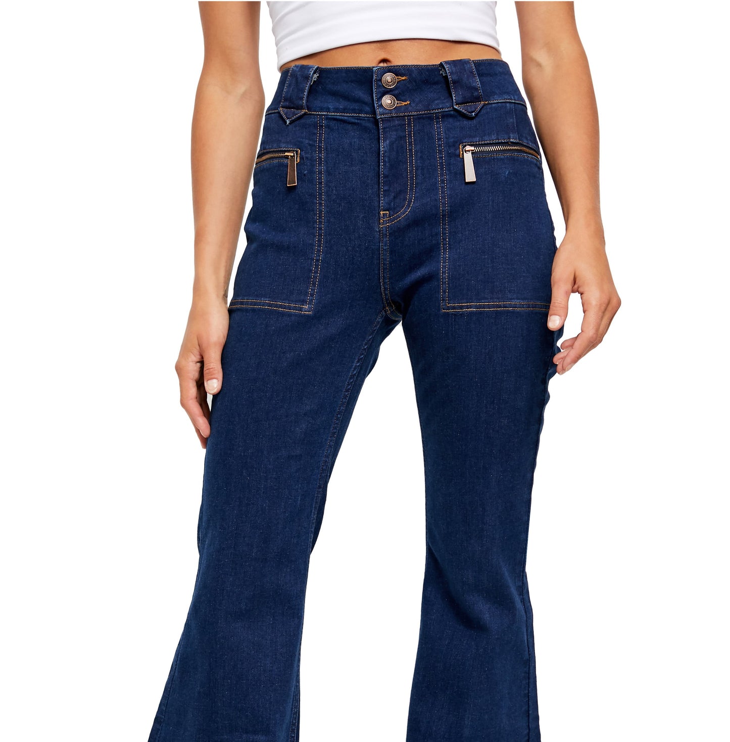 Free People Women's Layla High Waist Flare Jeans Blue Size 24