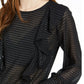 Bar III Women's Ruffled Metallic Dot Blouson Sleeve Top Black Size X-Large