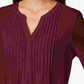 Charter Club Women's Double Ruffle Solid Pintuck Top  Wine Size Petite Medium