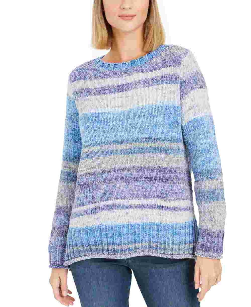 Style & Co Women's Chenille Space-Dyed Sweater Blue Size Small