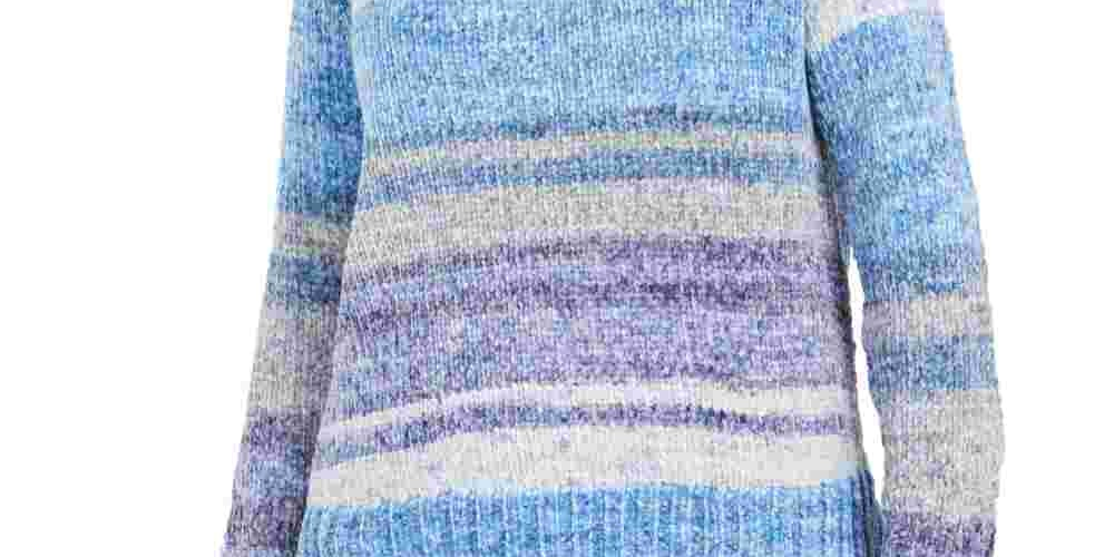 Style & Co Women's Chenille Space-Dyed Sweater Blue Size Small