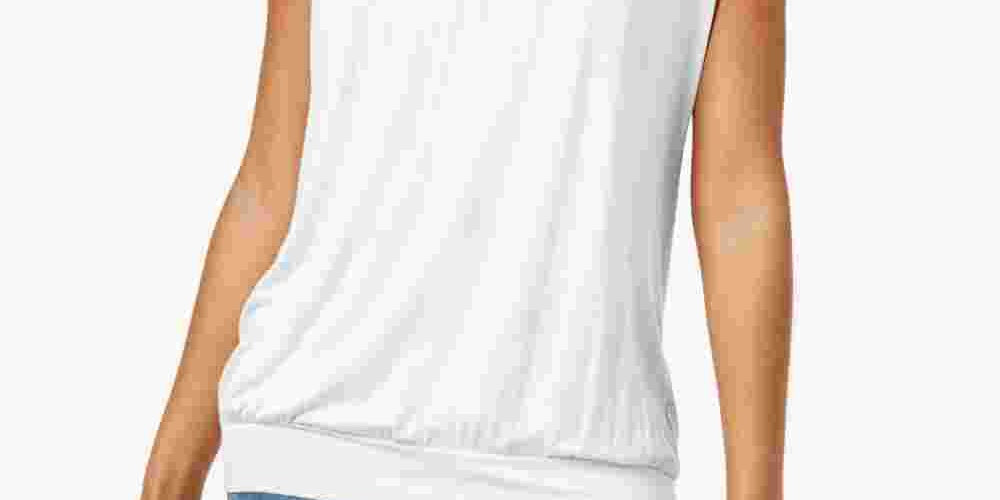 JM Collection Women's Blouson T Shirt White Size Small