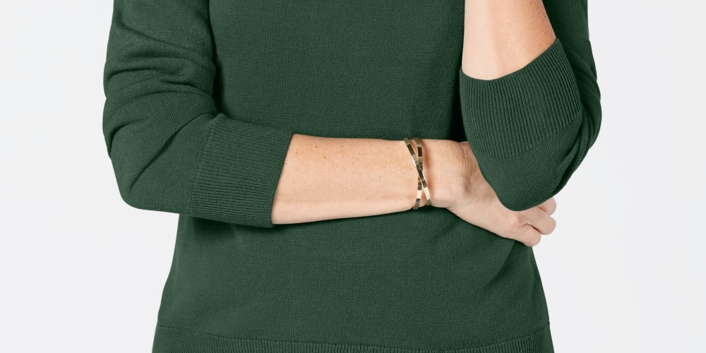 Karen Scott Women's Petite Luxsoft Turtleneck Sweater Green  Size PS