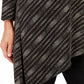 JM Collection Women's Petite Metallic Asymmetrical Top Black Size Petite