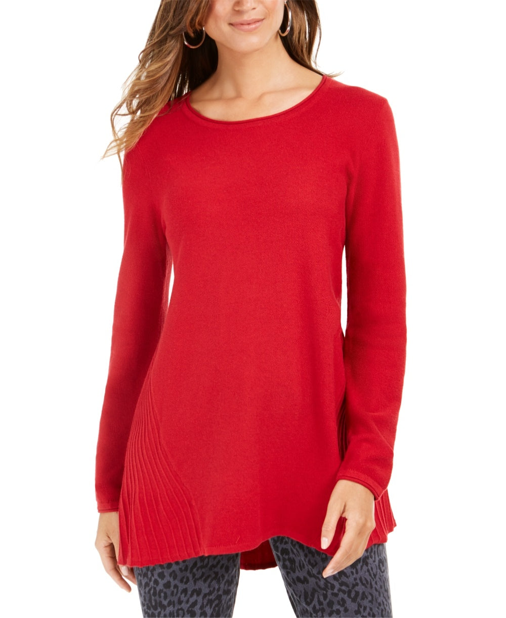 Style & Co Women's High Low Tunic Sweater Red Size Large
