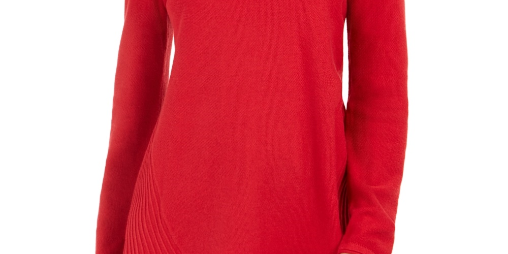 Style & Co Women's High Low Tunic Sweater Red Size Large