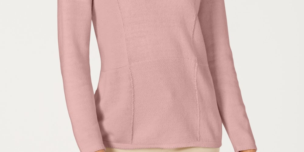 Karen Scott Women's Patchwork-Stitch Pullover Sweater Pink Size X-Small