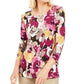 JM Collection Women's Petite Printed Jacquard Top  White Size Small