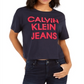 Calvin Klein Women's Jeans Cropped Logo T-Shirt Blue Size LG