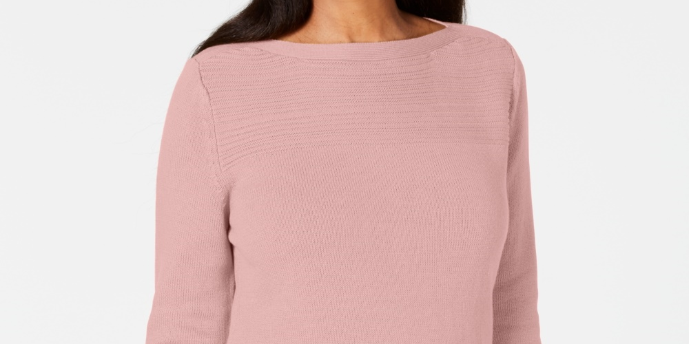 Karen Scott Women's Cotton Boat-Neck Sweater Pink Size X-Small