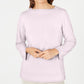 Karen Scott Women's Ribbed Printed Long Sleeve Crew Neck Blouse Top Pink Size Small