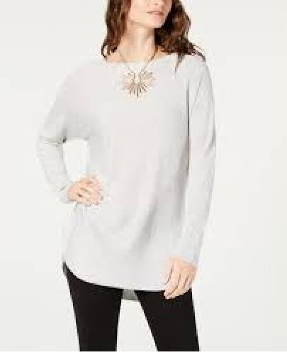 INC International Concept Women's Shirttail Sweater Gray Size Medium
