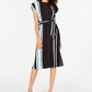Alfani Women's Belted Striped Midi Dress Black Size 8 Petite