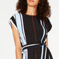Alfani Women's Belted Striped Midi Dress Black Size 8 Petite