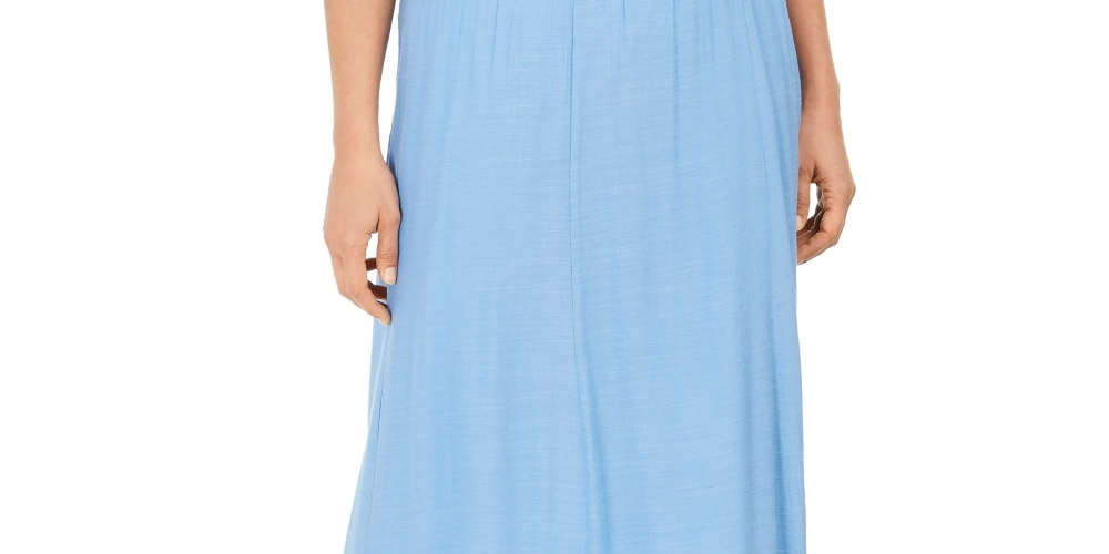 JM Collection Women's Crinkle Gauze Maxi Skirt Blue Size Medium