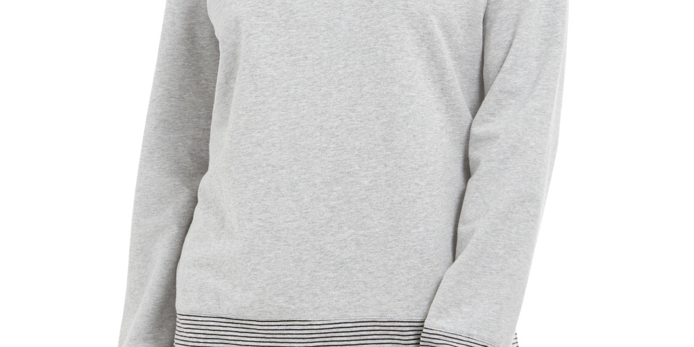 Karen Scott Women's Petite Striped-Trim Top Gray PS