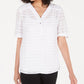 Alfani Women's Plaid V Neck Top White Size -PS/M