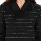 Style & Company Women's Black Embellished 3/4 Sleeve V Neck Sweater Black PP