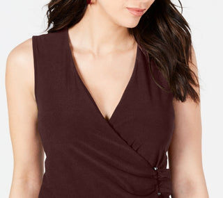 Alfani Women's Asymmetrical Wrap Top Brown Size X-Large
