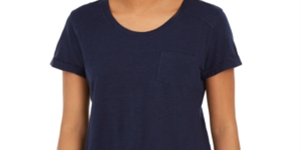 Style & Co Women's Cotton Crew Neck T-Shirt Blue Size Medium