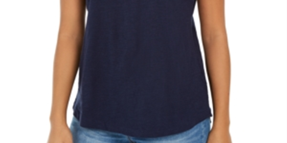 Style & Co Women's Cotton Crew Neck T-Shirt Blue Size Medium