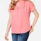 Charter Club Women's Split Neck Top Pink Size Small