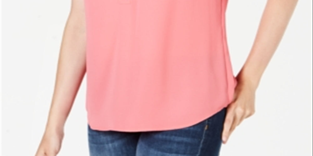 Charter Club Women's Split Neck Top Pink Size Small