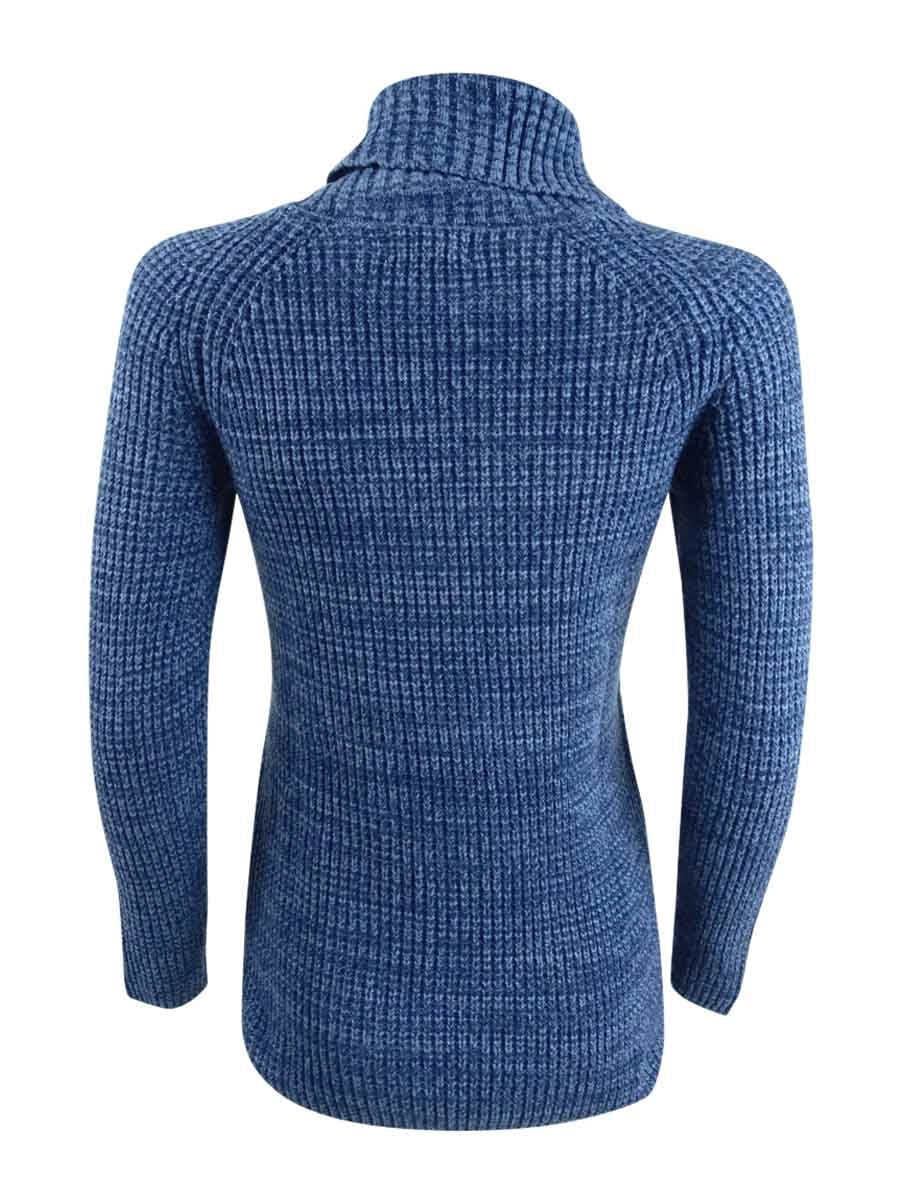 Style & Co Women's Pointelle Envelope Neck Sweater Blue Size Petite Small