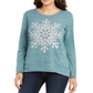 Style & Co Women's Snowflake Graphic Sweatshirt Green Size X-Small