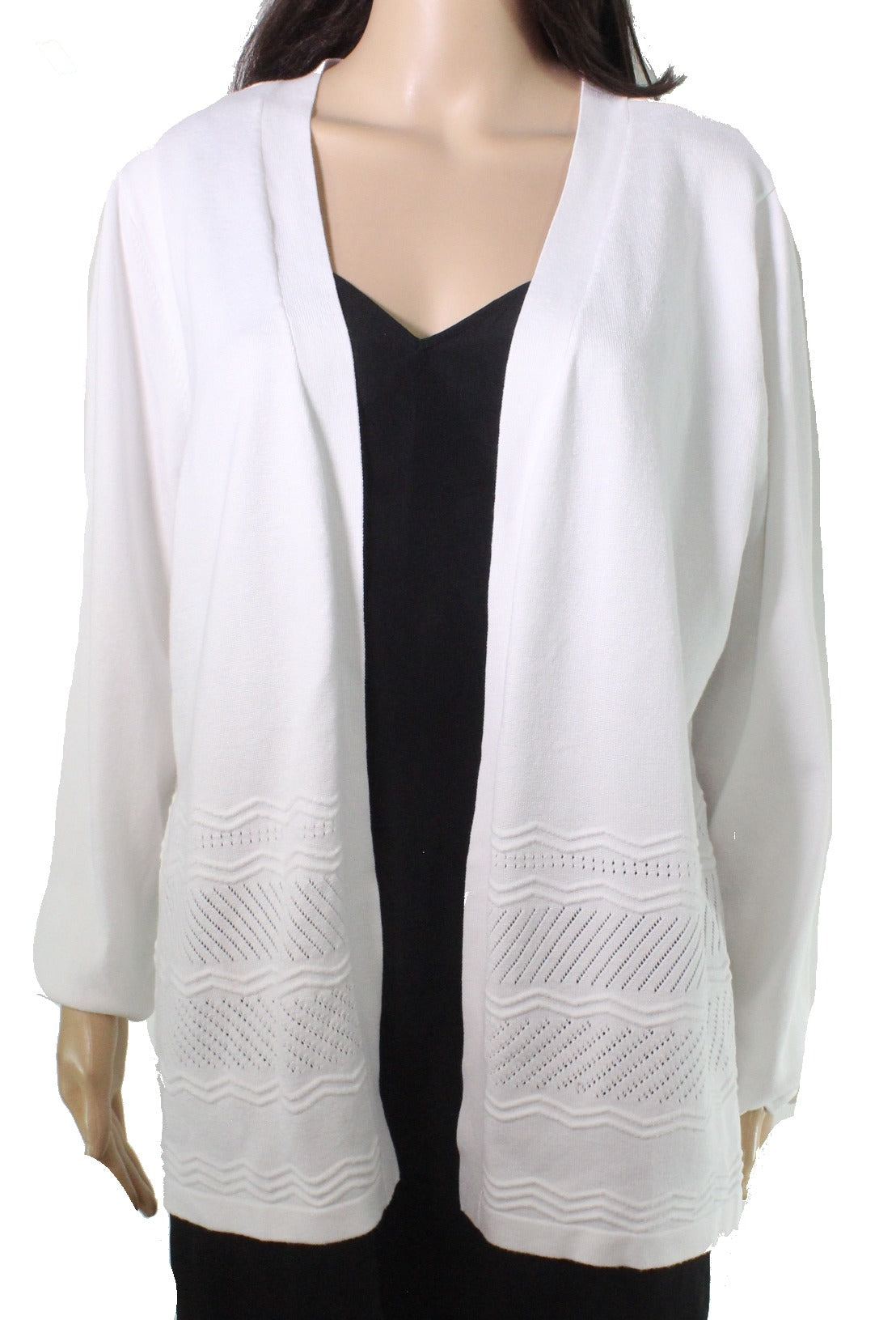 Karen Scott Women's Open Front Long Sleeve Cardigan Brown Size Medium