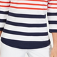 Charter Club Women's Pima Cotton Button Shoulder Stripe Top Red Size Small