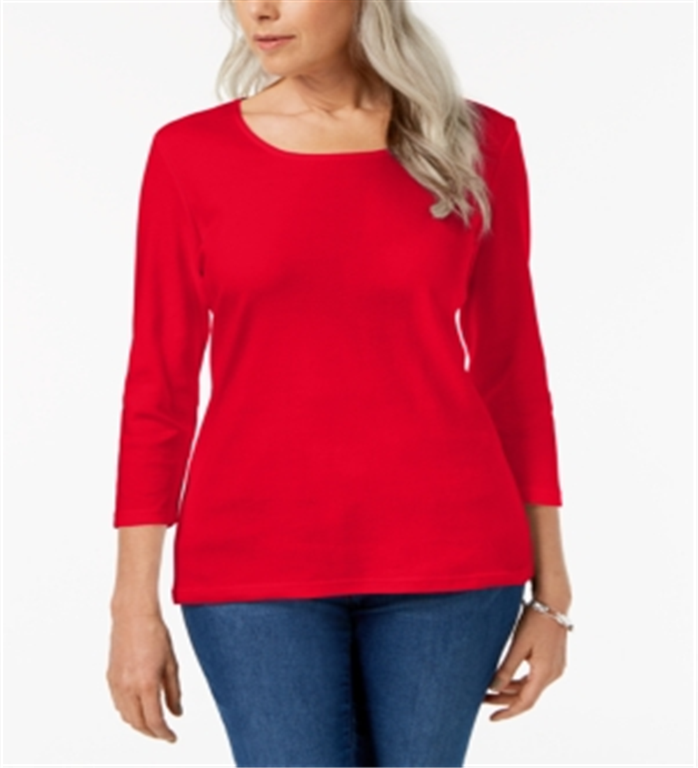 Karen Scott Women's Scoop Neck Top Red Size X-Small