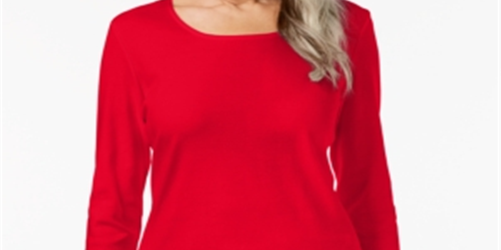 Karen Scott Women's Scoop Neck Top Red Size X-Small
