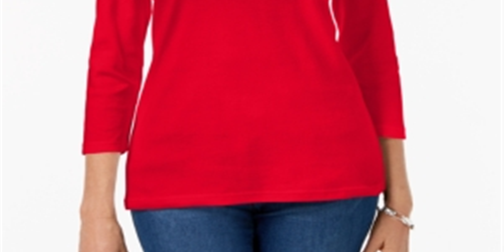 Karen Scott Women's Scoop Neck Top Red Size X-Small