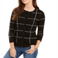 Charter Club Women's Windowpane Cardigan Sweater Black Size Petite Large