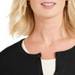 Karen Scott Women's Button Color Block Long Sleeve Open Cardigan Sweater Black Size Petite Small