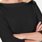 Karen Scott Women's Grommet Trim 3/4 Sleeve Top Black Size Medium