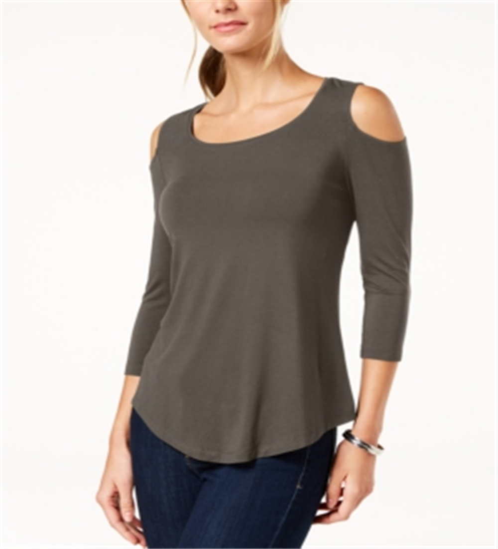 JM Collection Women's Cold Shoulder Top Blue Size Small