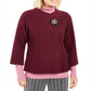 JM Collection Women's Holiday Party Metallic Textured Brooch Sweater Jacket Purple Size Small