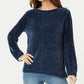 Style & Co Women's Textured Heather Long Sleeve Crew Neck Blouse Sweater Blue Size XS