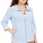 Karen Scott Women's Striped Cuff Wing Collar Jacket Blue Size Large