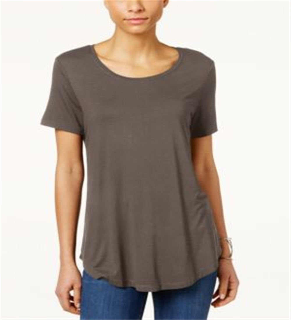 JM Collection Women's Scoop Neck Top Brown Clay Size Medium