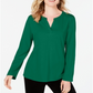 Charter Club Women's Supima Cotton Split Neck Top Green Size Medium