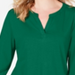 Charter Club Women's Supima Cotton Split Neck Top Green Size Medium