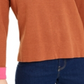 Bar III Women's Long Sleeve Jewel Neck Top Brown Size X-Large