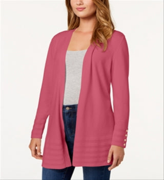Charter Club Women's Open Front Cardigan Pink Size X-Large