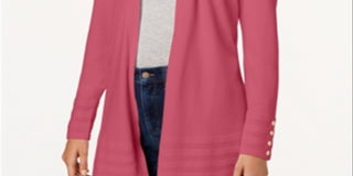 Charter Club Women's Open Front Cardigan Pink Size X-Large